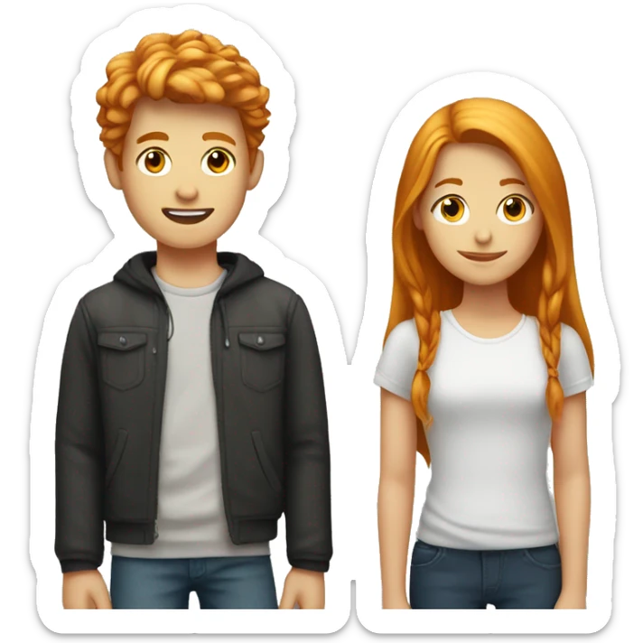 Blond teenager boy with red haired teenage girl sticker