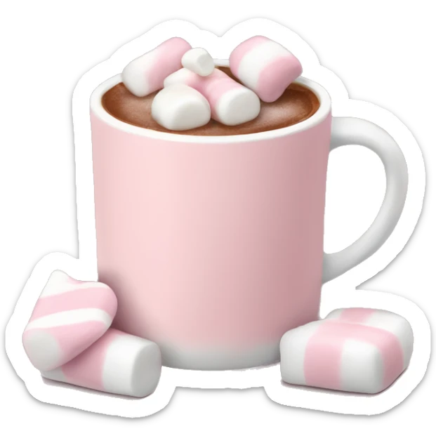 Light Pink mug of hot chocolate with marshmallows  sticker