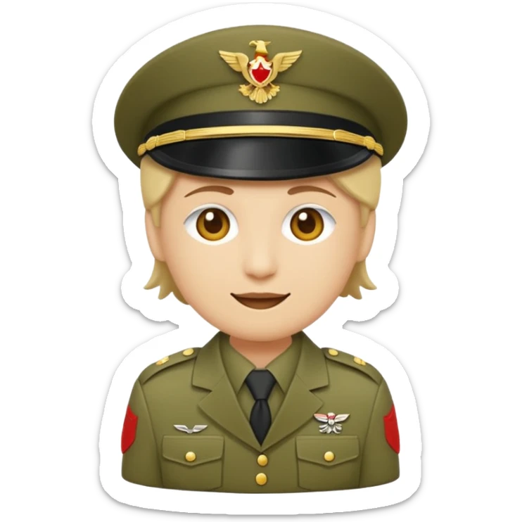 Eine salutierenden Emoji (Hautfarbe: weiß) in Armee Klamotten sticker