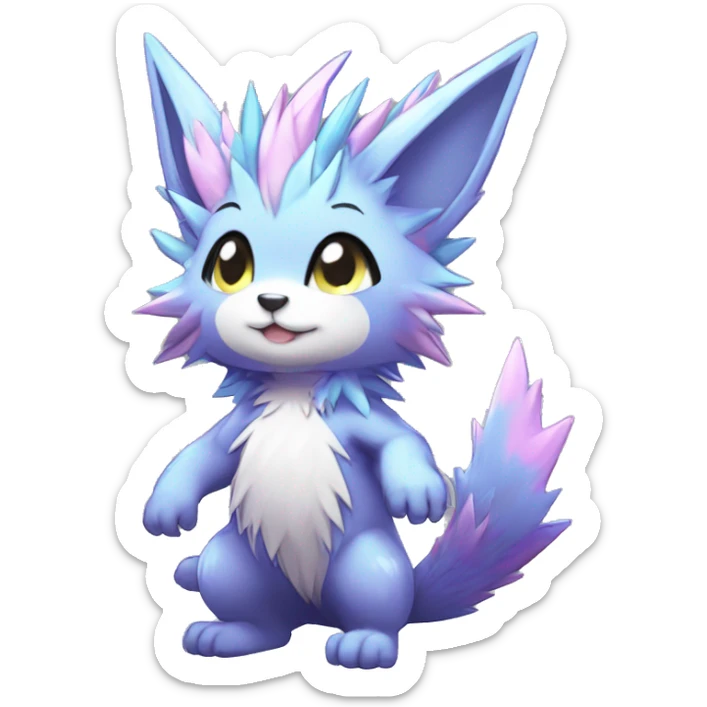 Anthro Scalie Spiky Cool Edgy Magical Shiny Colorful Pastel Sparkle Kemono-style Chibi Fantasy-Animal-Fakémon-Pokémon-Hybrid Fur Sona Aesthetic Full Body sticker