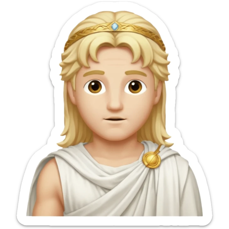 Apollo, God of Light from Gods and Goddesses with long golden blonde hair, white outfit sticker