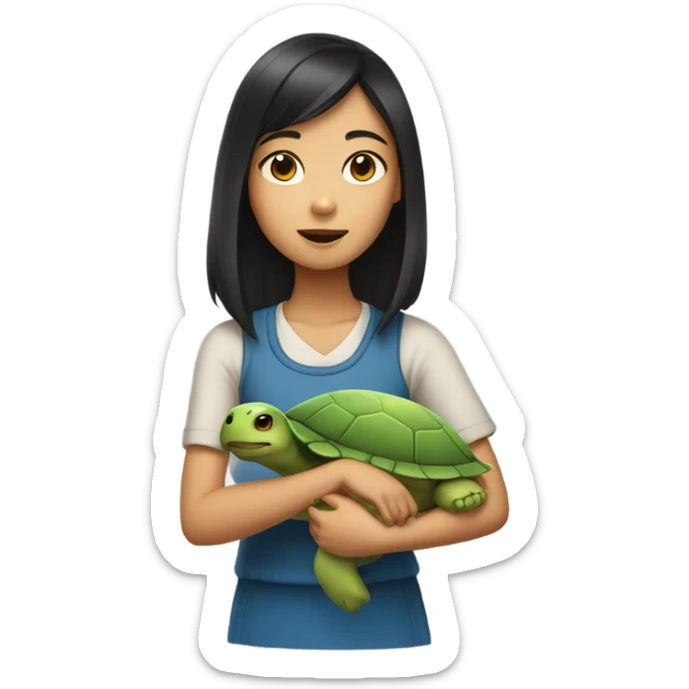 an asian girl but instead of a human body she has the body of a turtle sticker