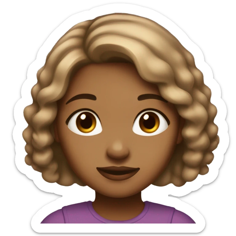 Light brown skin girl with medium hair that’s kind of thick and has black eyes sticker