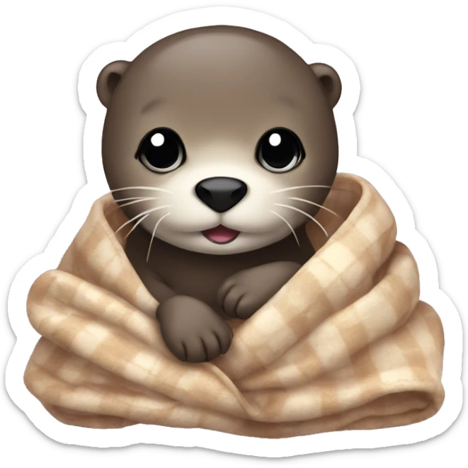 otter cozy in blanket sticker