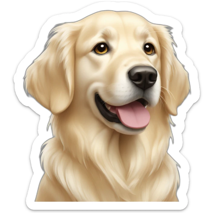 a teenage pure white golden retriever, and a gold retriever side by side sticker
