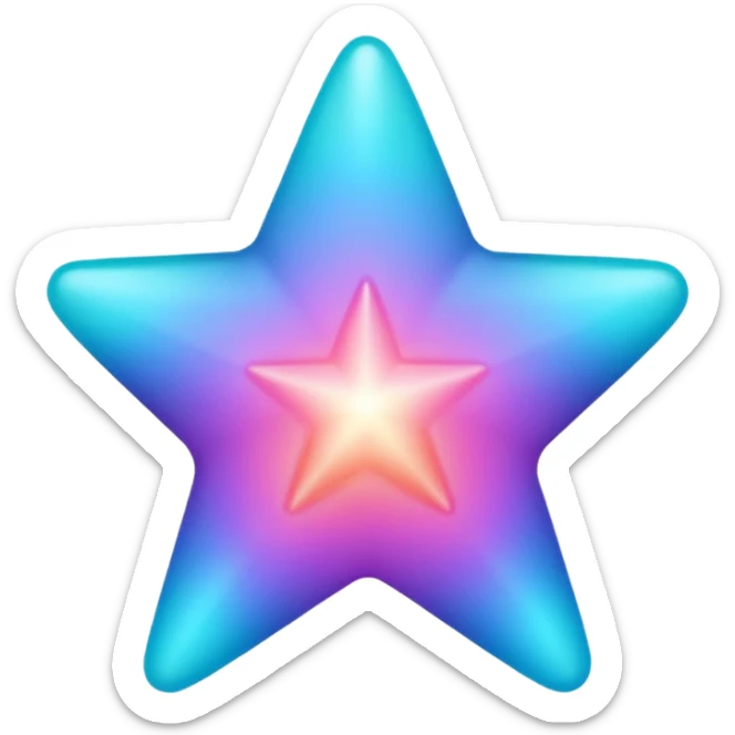 
Star color in in gradient of turquoise, blue, pink, purple, and coral sticker