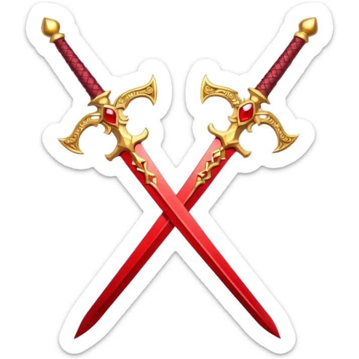 Two Golden royal swords with red gems sticker