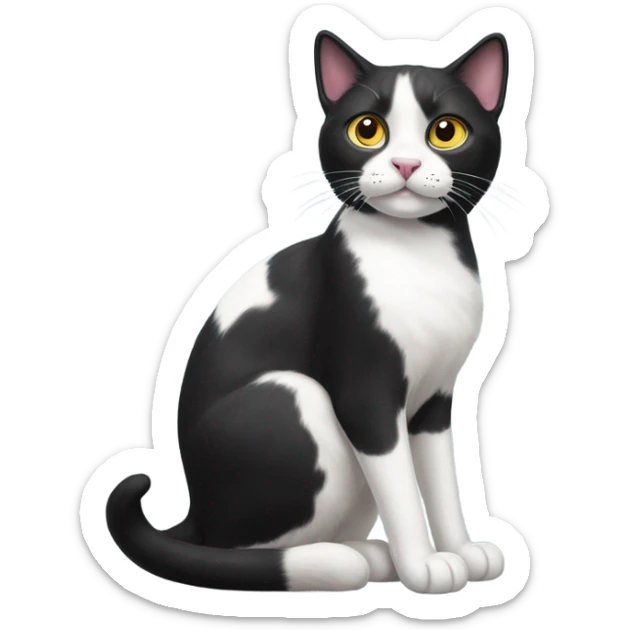 black and white cat sticker