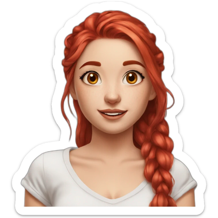 1girl, red hair, messy, sending kiss, ((high saturation)), ((best quality)), ((masterpiece)), ((realistic)), (detailed) chill, smile, polish girl, headband, looking to the side, sticker