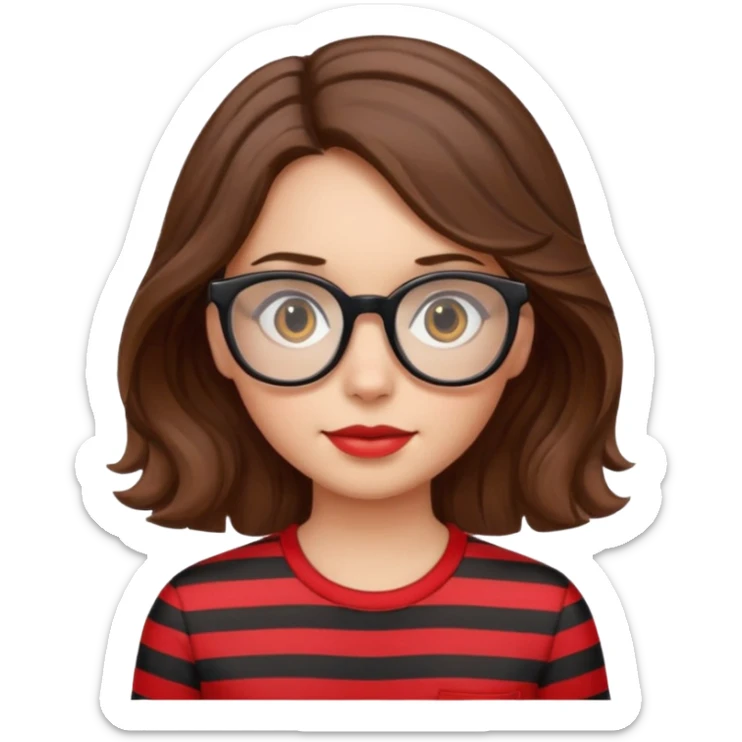 niña con pelo ondulado con una polera de tiras rojas y lentes negros  sticker