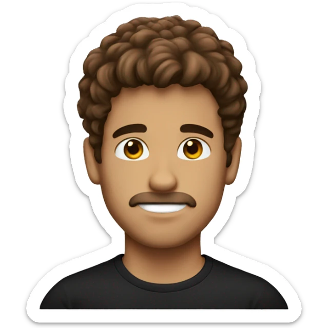 Guy fluffy brown hair with black t shirt sticker