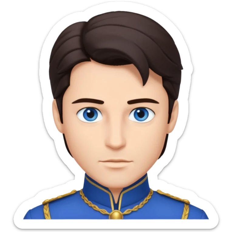 Prince Fiyero from Wicked with blue eyes, dark brown hair, blue outfit sticker