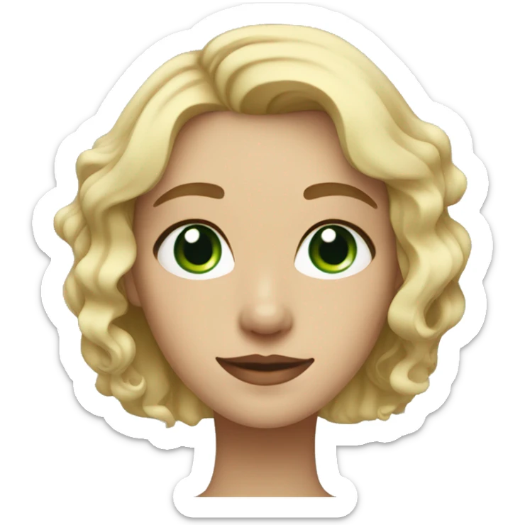 blonde girl with with wavy short bob hair  with blue greenish eyes sticker