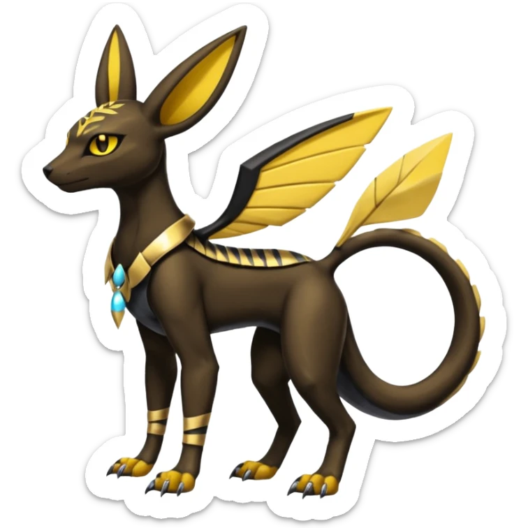Shiny 4-legged Umbreon-Anubis-Salandit-Beedrill-Zeraora-fusion, full body sticker