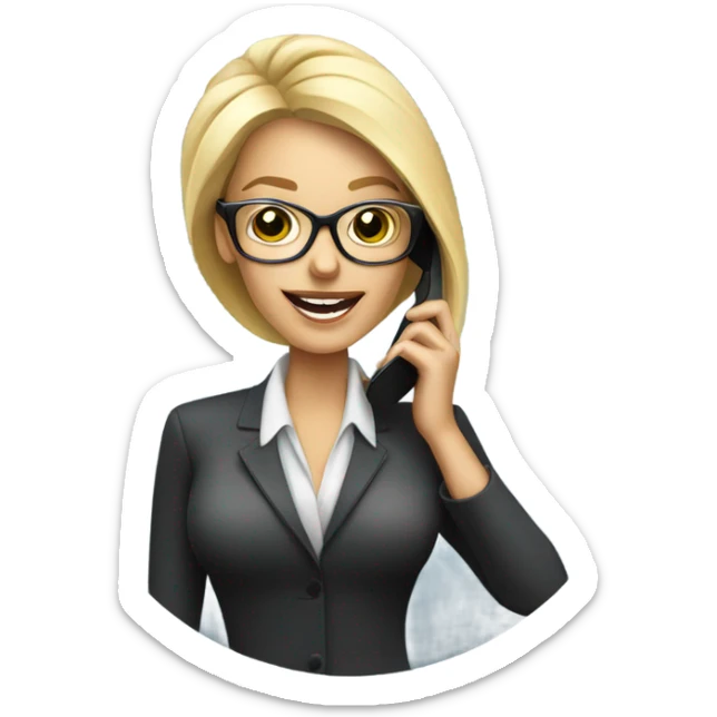 Glamorous Blonde business woman wearing glasses calling on cell phone sticker