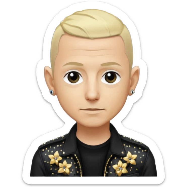 Chester Bennington with blonde hair, black sequin tour outfit  sticker