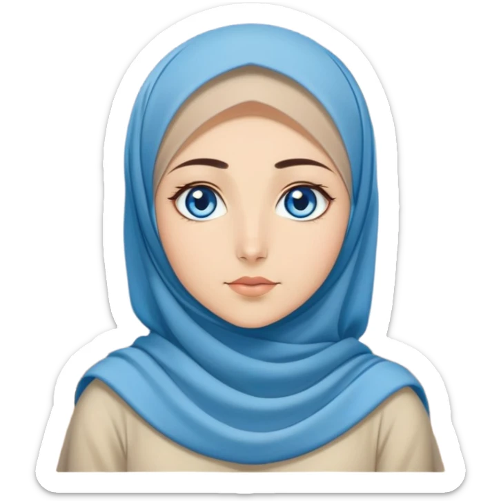 Turkish beautiful finish Konya girl blue eyes with moon hijab dress and watching the full moonlight on the sky and on the ground  sticker