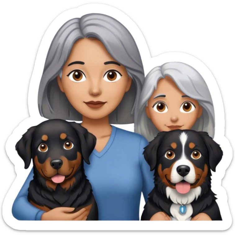 Black labrador Gray hair Woman and Bernese mountain dog sticker