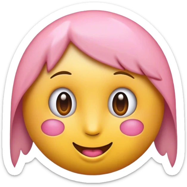 Ein gelber runder Emoji der süß guckt und um ihn herum sind die kleine Herzen sticker