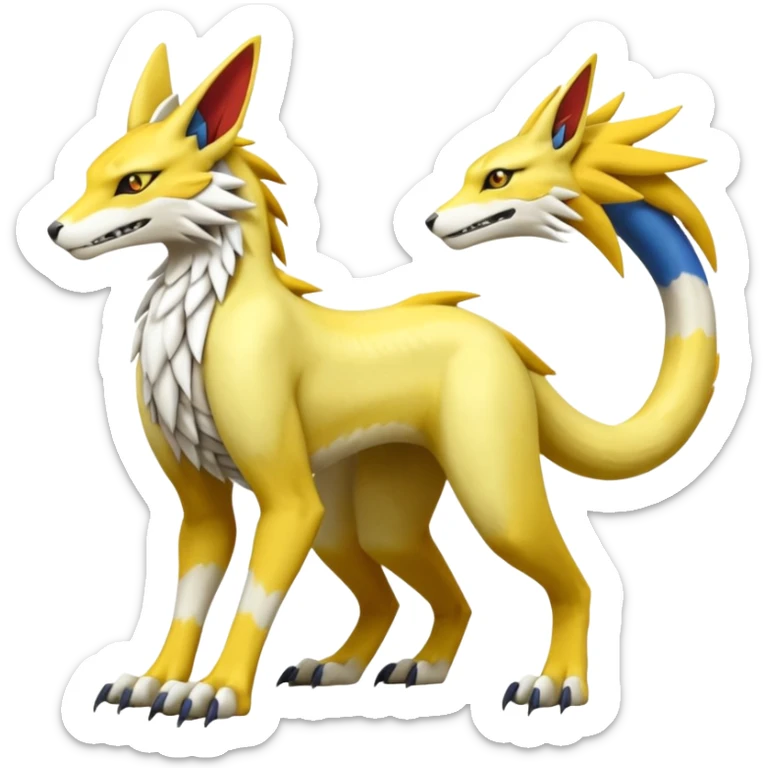 Latias-Vernid-Sergal-Lombax-Koraidon-Renamon-Zeraora-Bastet-Fakémon-Digimon-hybrid-fusion-creature, full body sticker