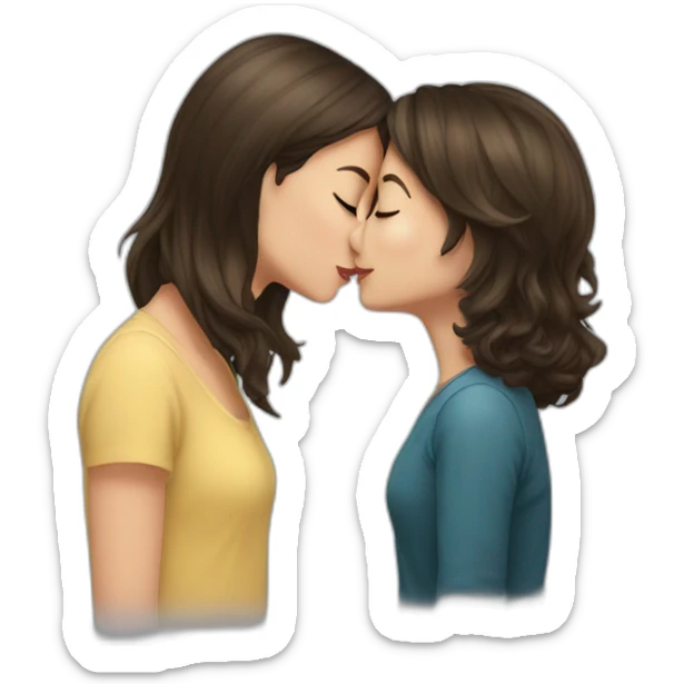 Short haired brunette girl kissing long haired brunette girl sticker
