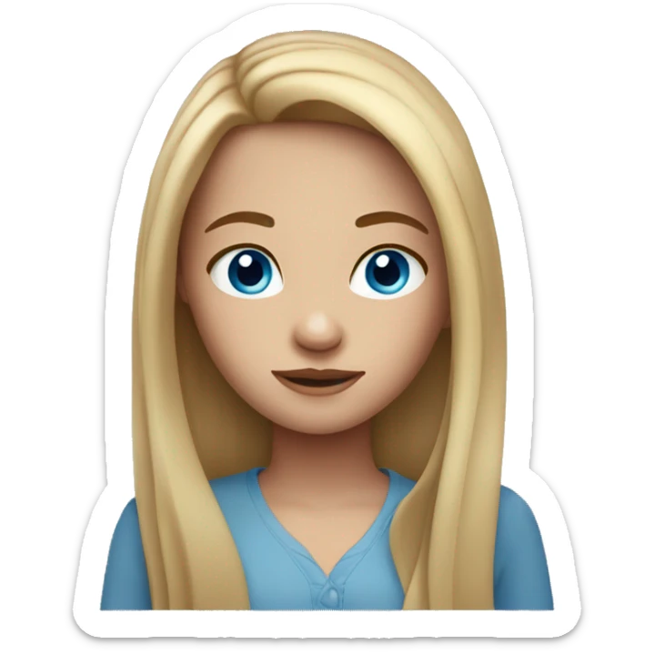 a girl with long hair straight blue eyes and freckles sticker