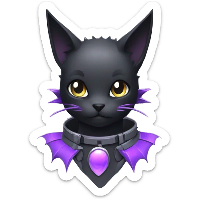 cool cute pretty black techwear grey Purple ethereal fantasy nargacuga-bat-cat-Fakemon spiked collar harness sticker