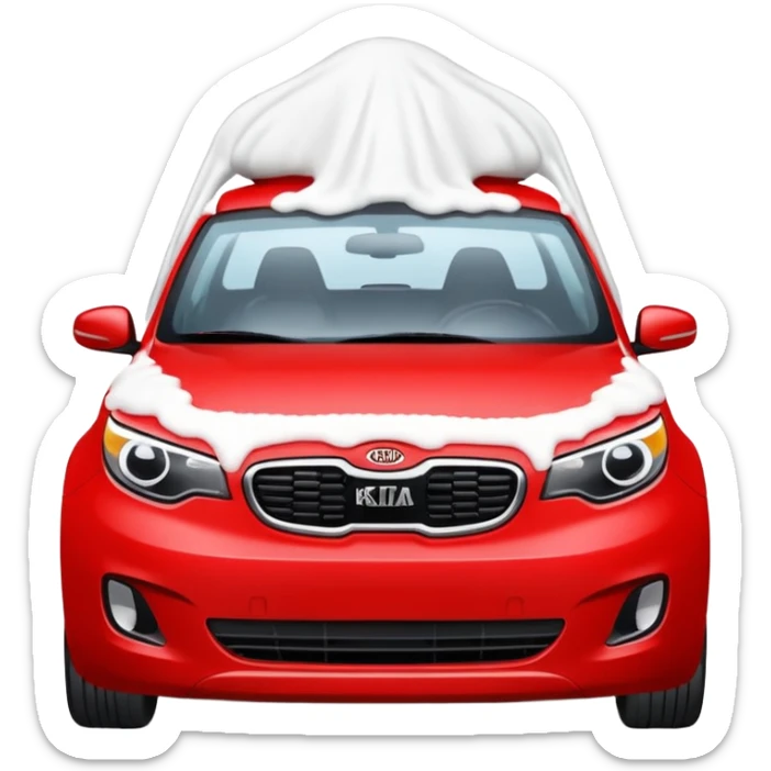 red kia car with foam with car wash shop sticker