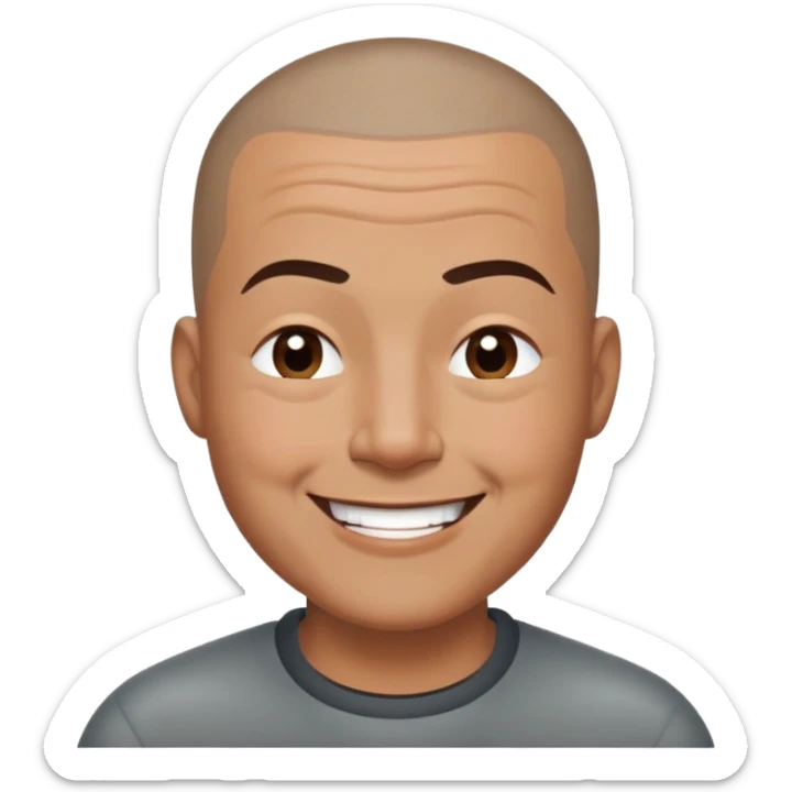 Nam, 50 tuổi, đầu đinh, nhắm 1 mắt, cười tươi, da đen, nhướng lông mày sticker