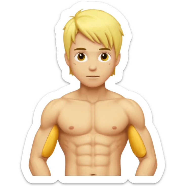 Male showing core stomach muscles yellow default skin and hair sticker