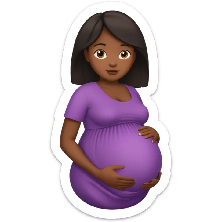 Dark black skin, african black Woman with huge pregnant belly sticker