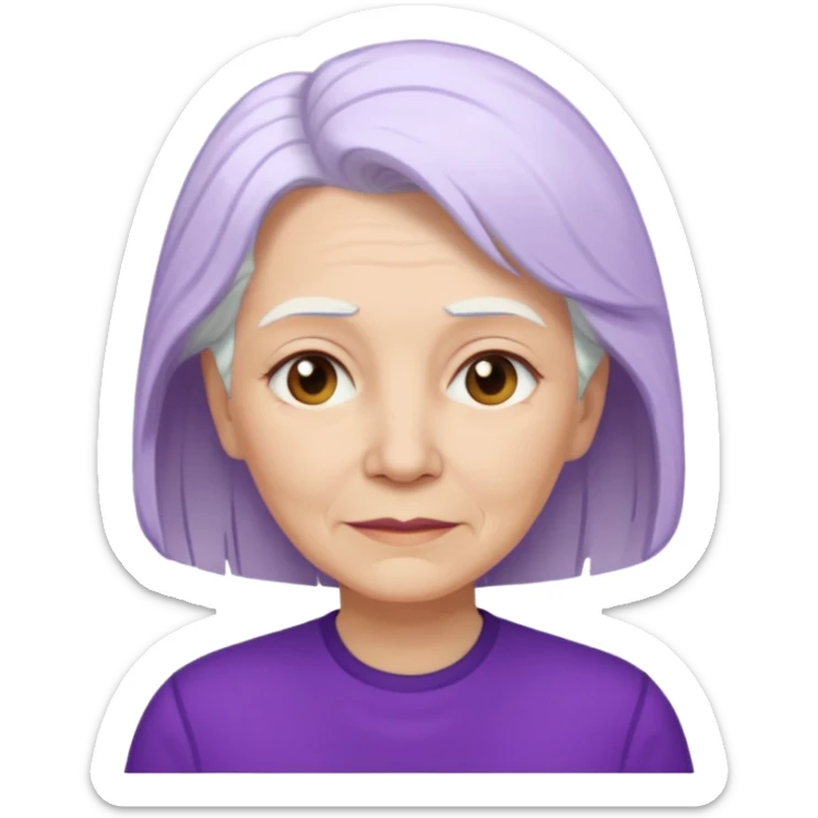 older woman with white hair...now add purple shirt  sticker
