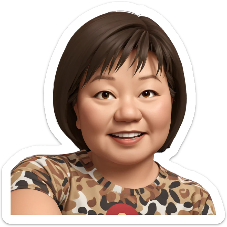 girl with brown hair and hat sticker