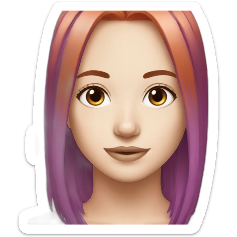 purple to red to orange hair pretty white girl sticker