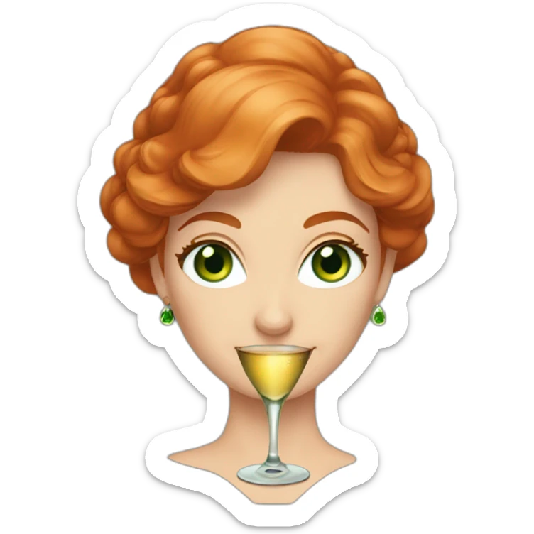 green-eyed red-haired woman with a glass of champagne sticker