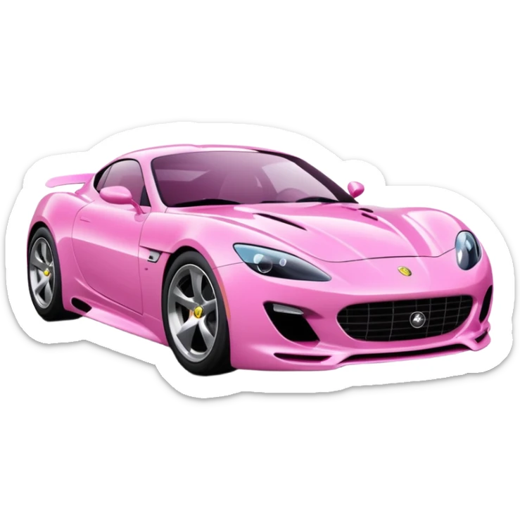  pink sleek and modern sports car with aerodynamic design, glossy finish, realistic reflections, dramatic lighting, isolated on transparent background sticker