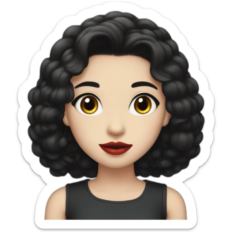 Beautiful young woman,Black hair,long hair,White skin,oval face,big eyes,Blackeyes,Redlips,Chinese sticker