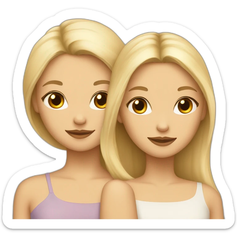 deux filles une fille blonde et fille brune a la peau beige sticker