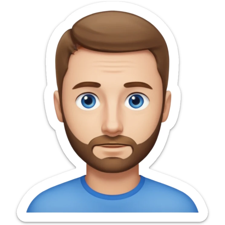 homme yeux bleus presque chauve mais encore avec des cheveux clairsemées et une barbe courte sticker