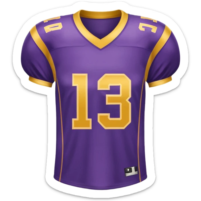 football jersey split purple and gold design with number 13 on the front sticker