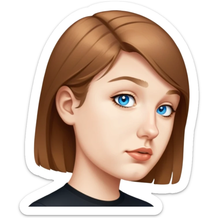 female, wearing black shirt sticker