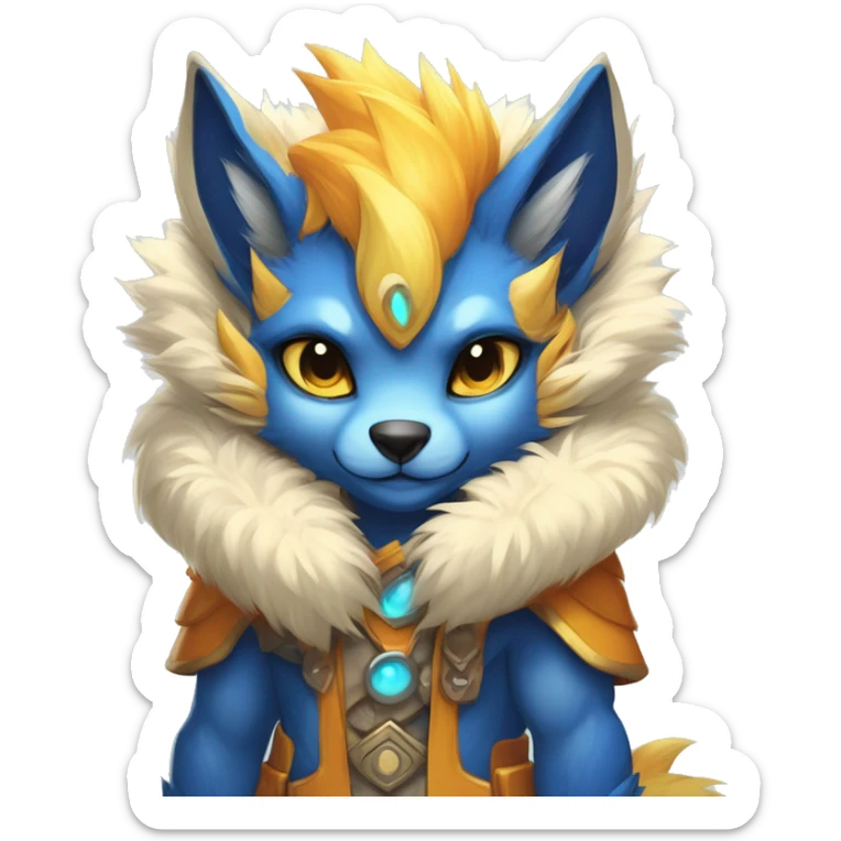Anthro-Edgy-Cool-Blue-Yellow-Beige-Orange-Contrast-Colors-Fantasy-Fur-Sona-Chibi-Shiny-Fakémon-Hybrid full body sticker