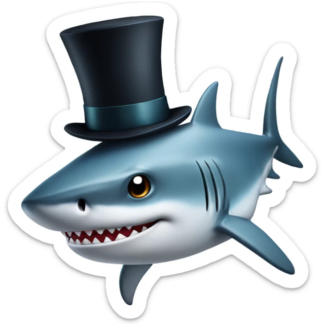 Shark with a top hat sticker