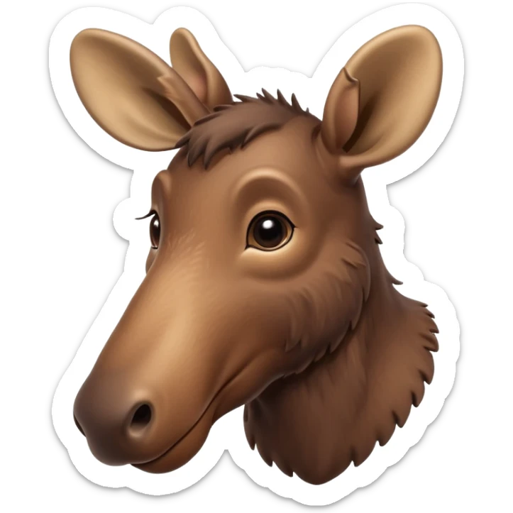 A high-resolution digital illustration of a baby moose in a clean, semi-realistic style. The baby moose is shown facing sideways head tilted  sticker