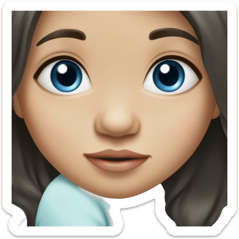 newborn baby girl daughter with dark straight hair and blue eyes sticker