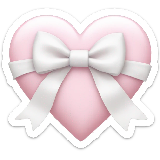 Pastel pink heart with white bow sticker
