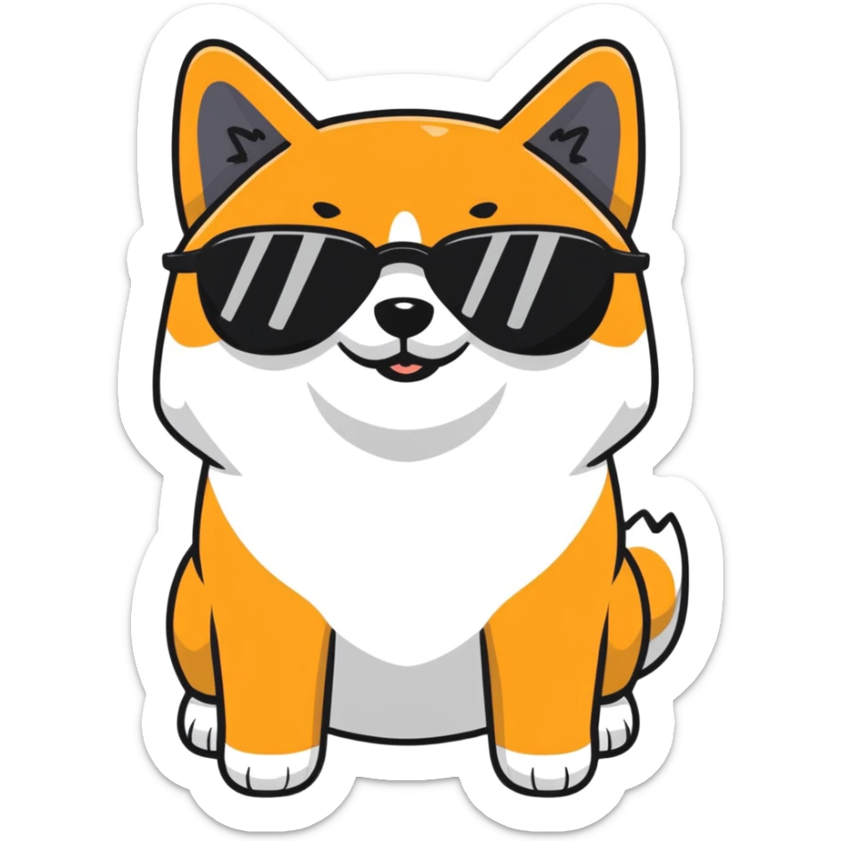 close-up of a Shiba Inu face wearing sunglasses sticker