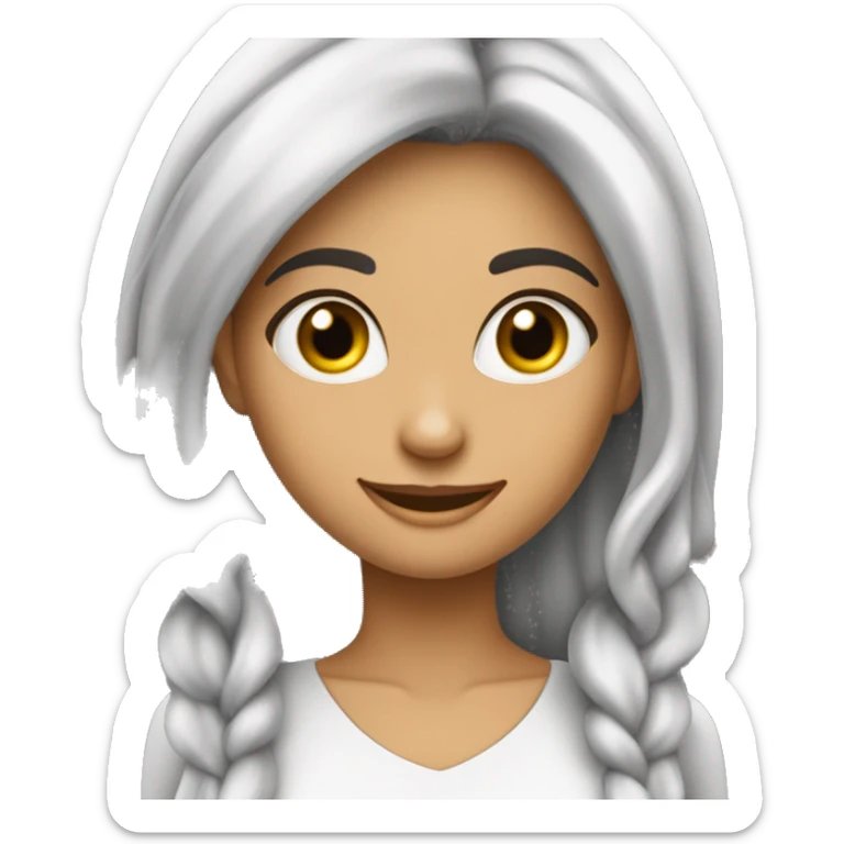 mulher morena de meia idade um pouco gordinha com olhos grandes cabelo liso e longo sorriso largo  sticker