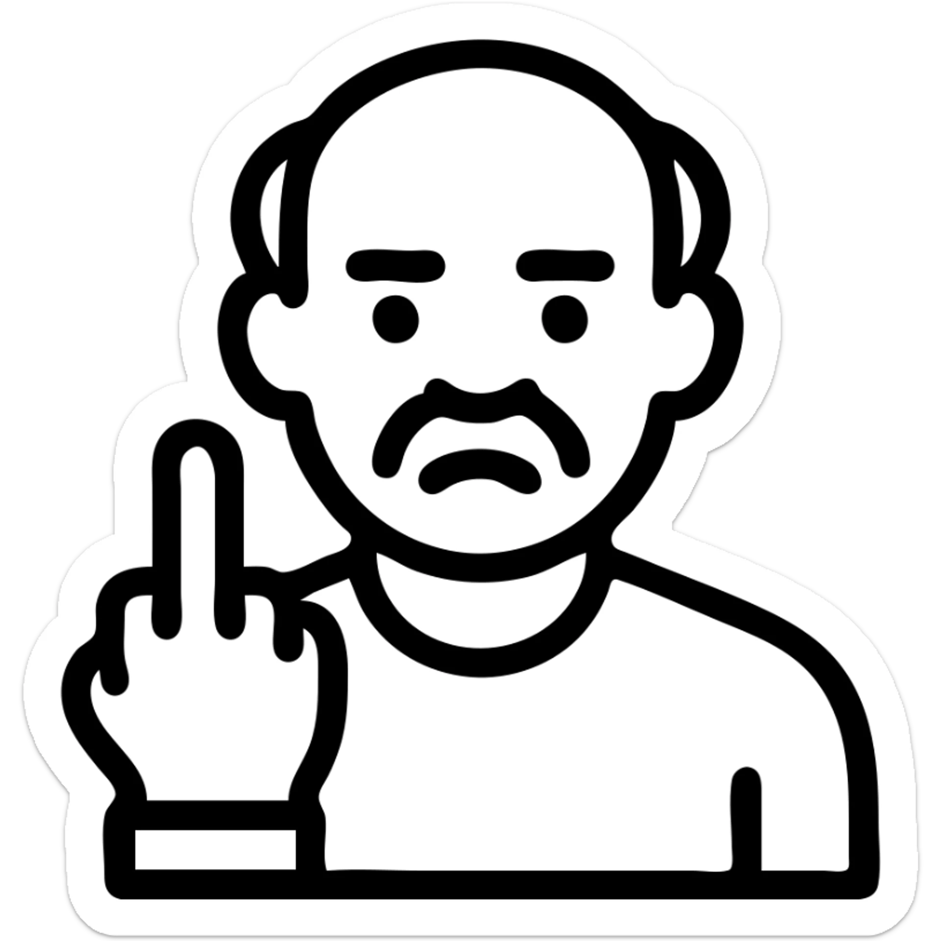 an old man giving the middle finger sticker
