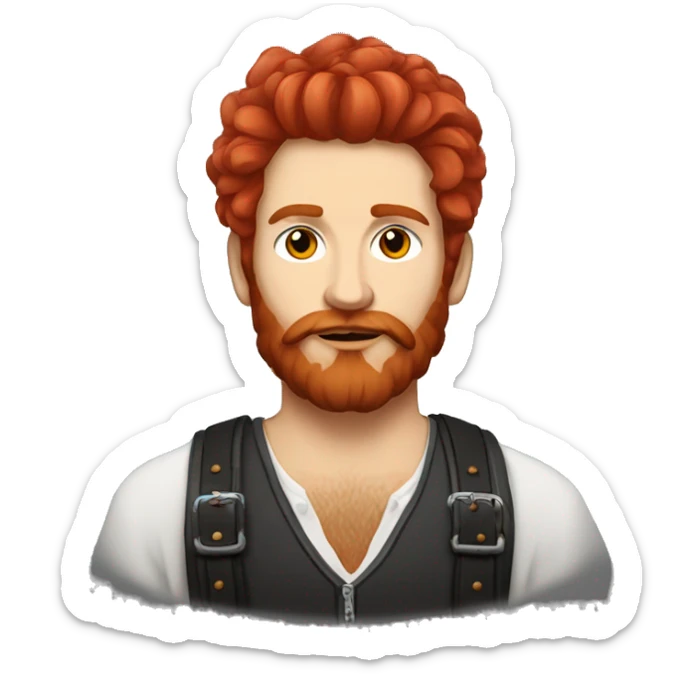 Baltic German Russian Métis Country Punk Guy, Black Auburn Hair, Trimmed Red Beard sticker